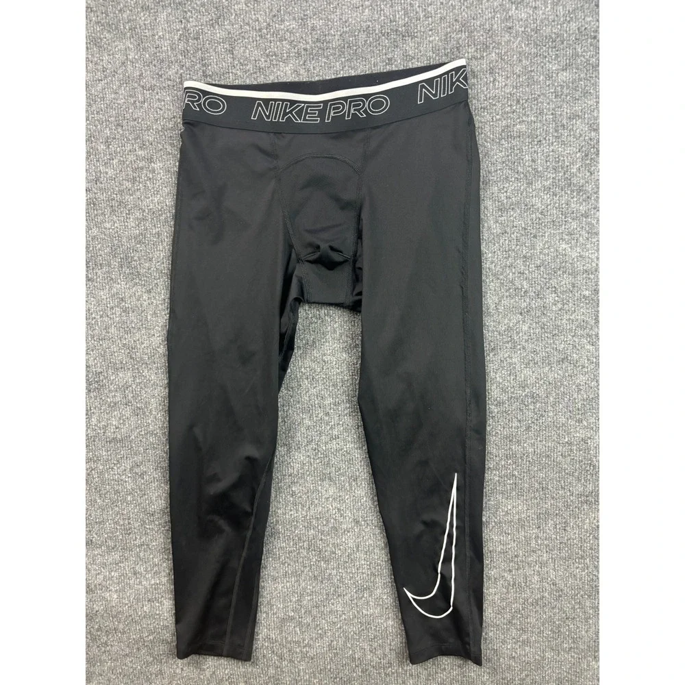 Nike Pro Leggings Women Medium Black Dri-FIT Tight Fit Compression Swoosh